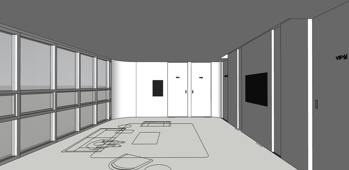 마감 없이 매스만 세운 SketchUp 모델
